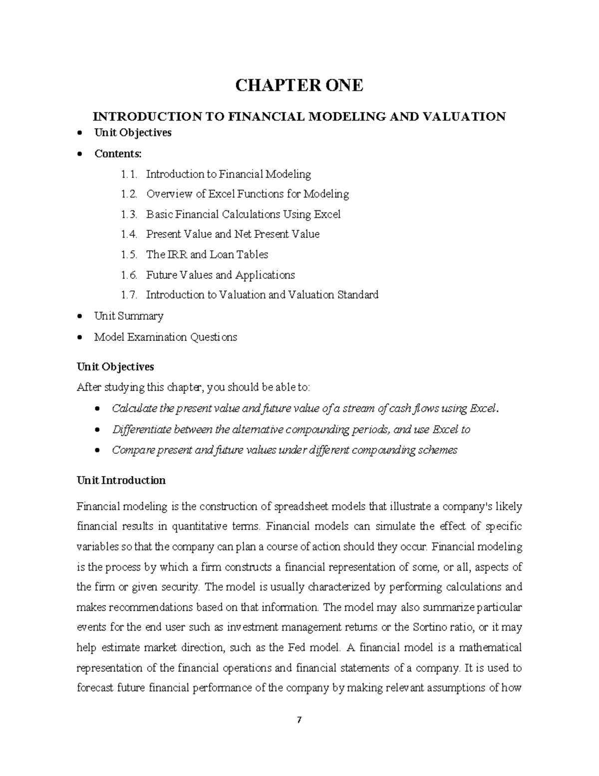 Handout CH1: Intro to Financial Modeling & Valuation Techniques - Studocu