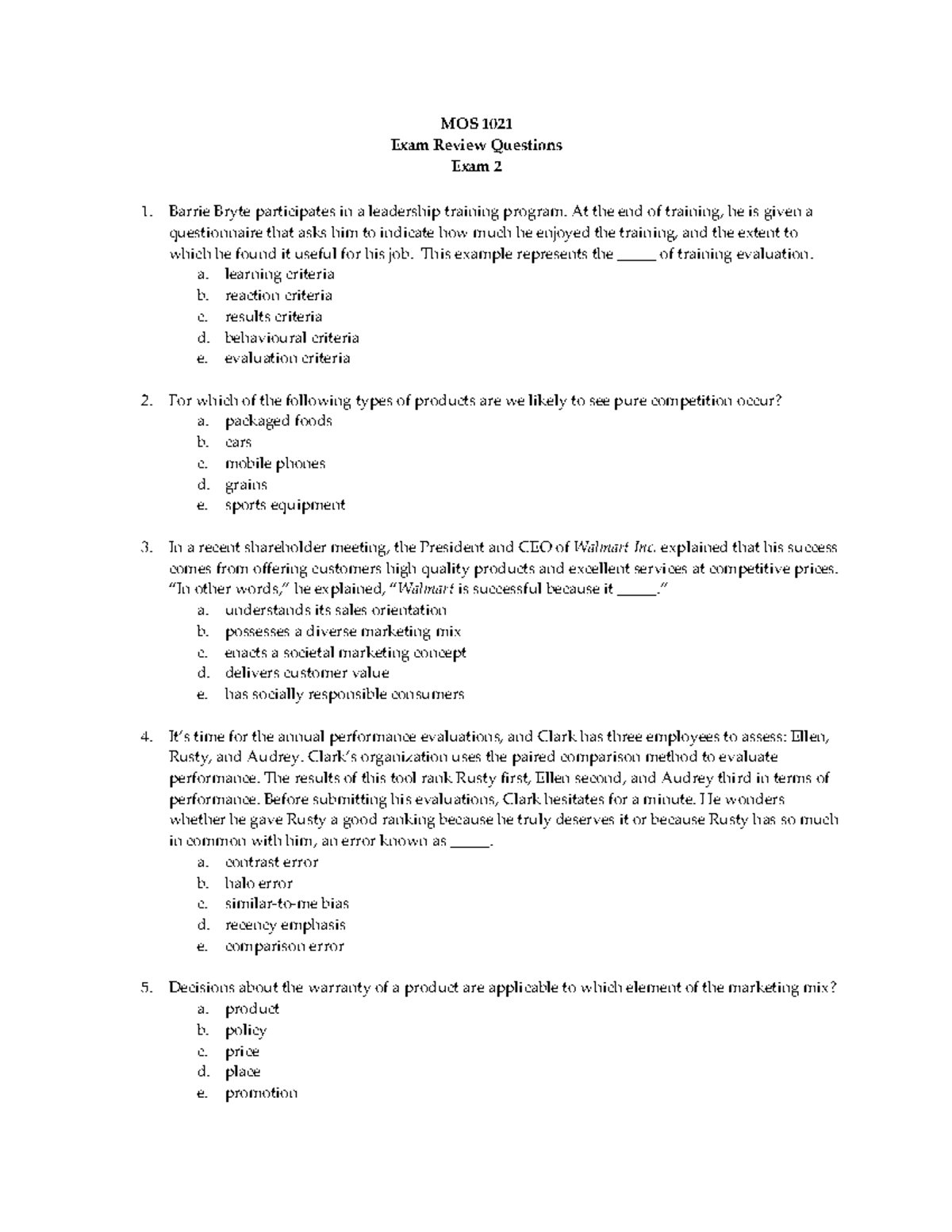 MOS 1021- Exam Review Questions (Exam 2) - MOS 1021 Exam Review ...