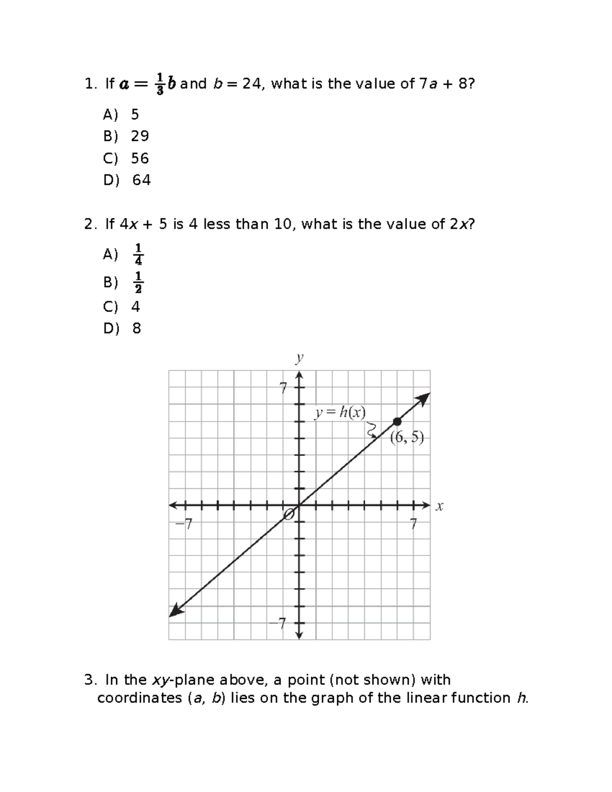 Kaplan MATH 101 - Linear Equations Exercise Set & Solutions - Studocu