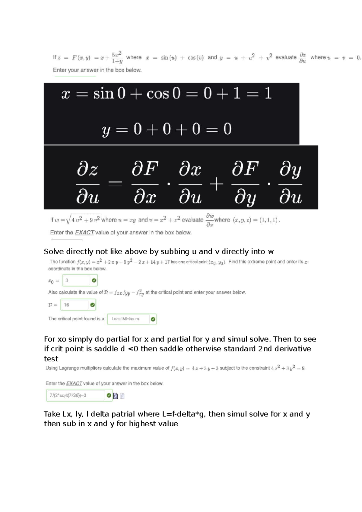 Math 2018 Lab 1 Solutions: Direct Methods for Critical Points - Studocu