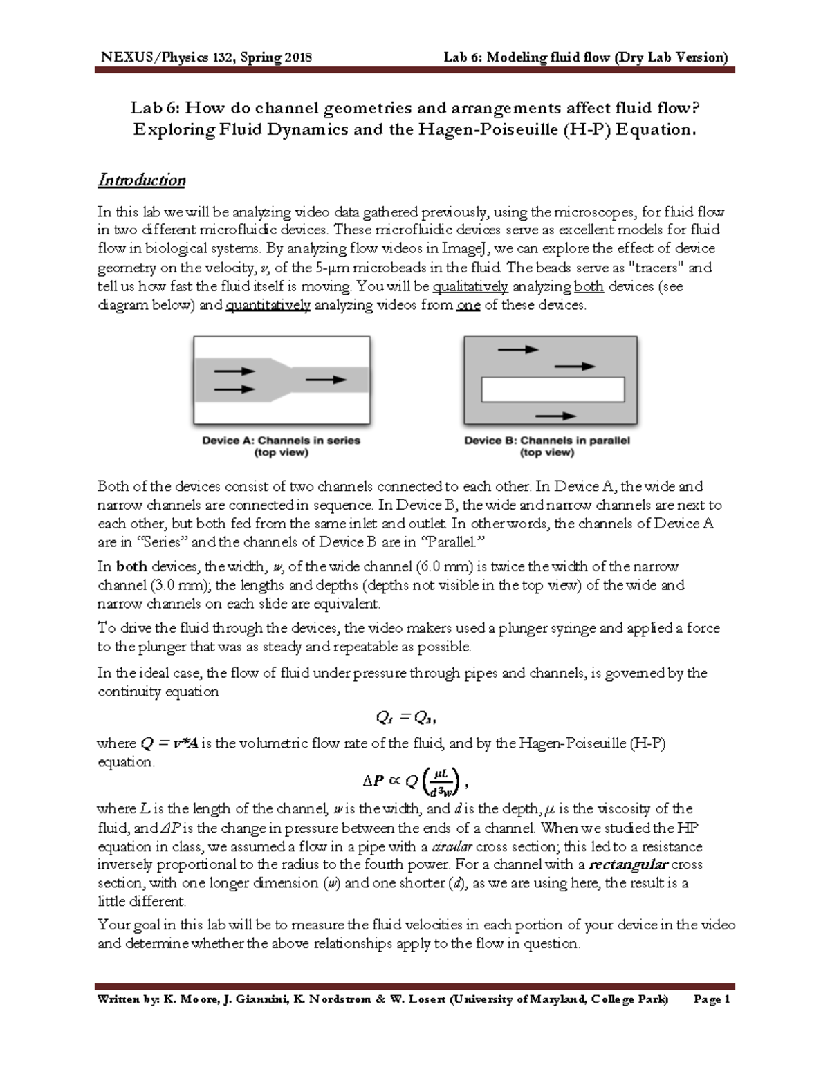 Lab 6 HP Fluid Flow-alt - lab - NEXUS/Physics 132, Spring 2018 Lab 6 ...
