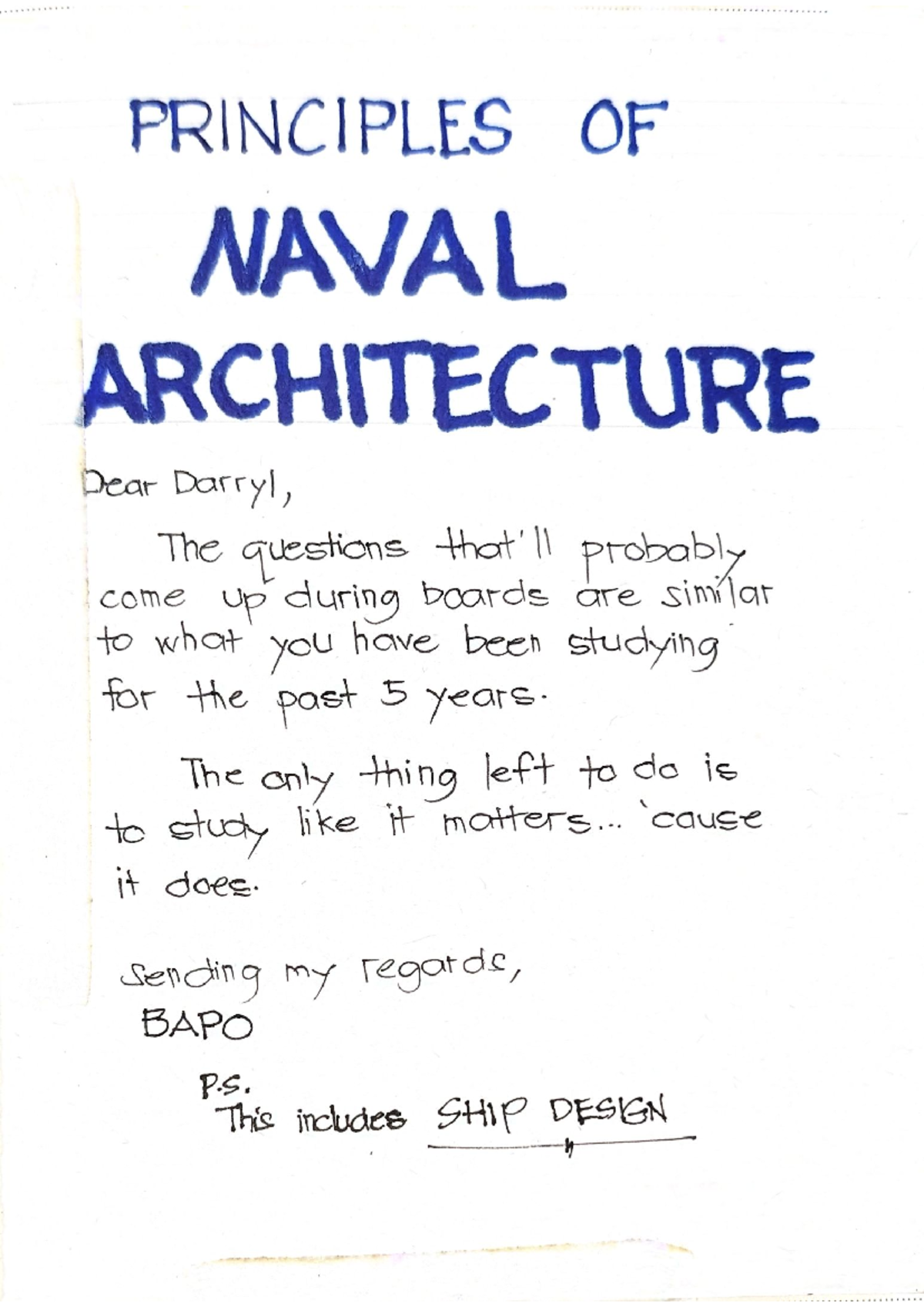 PNA 2023 Principles of Naval Architecture Lecture Notes - Studocu