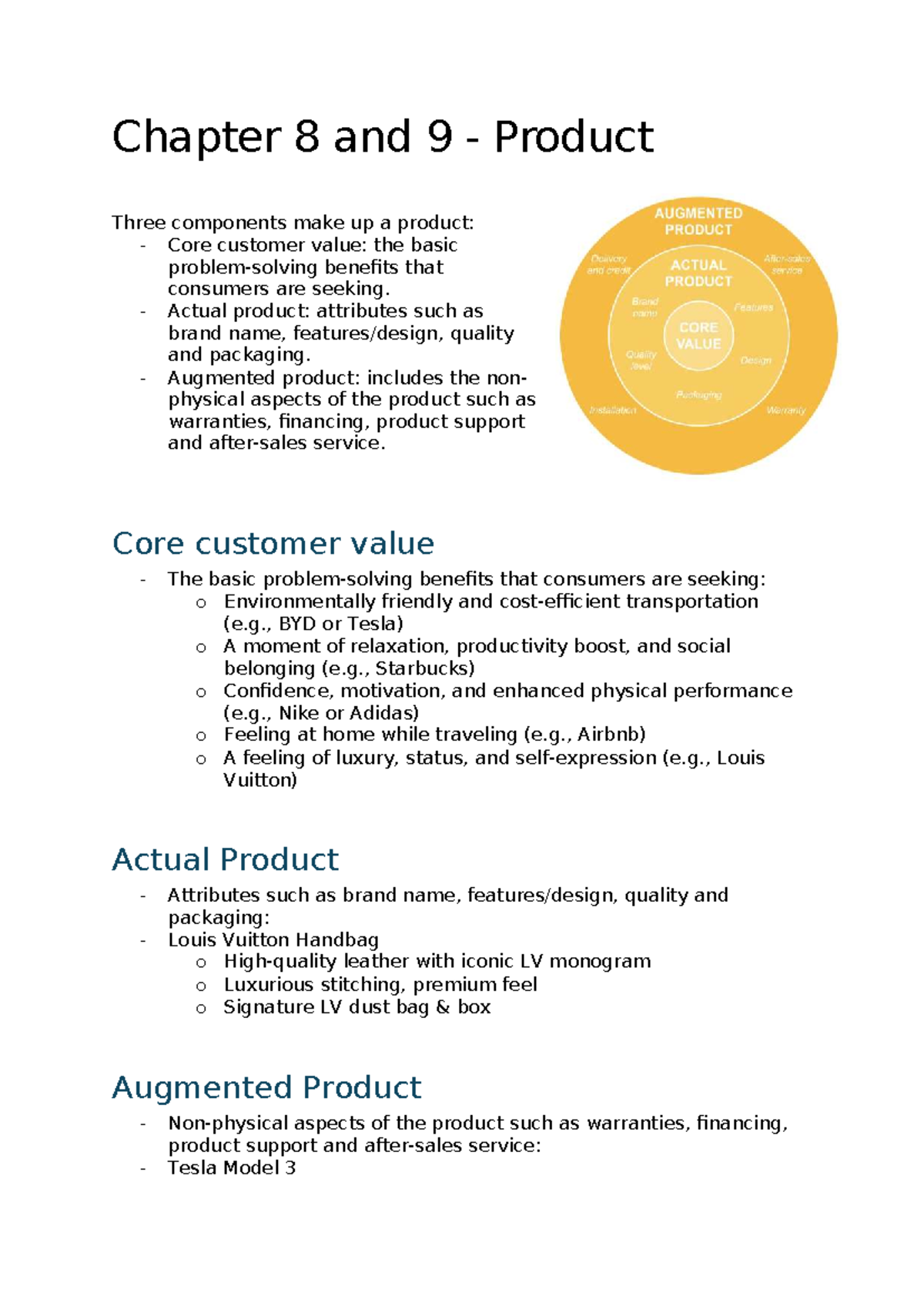Chapter 8 & 9: Understanding Product Components and Strategies - Studocu