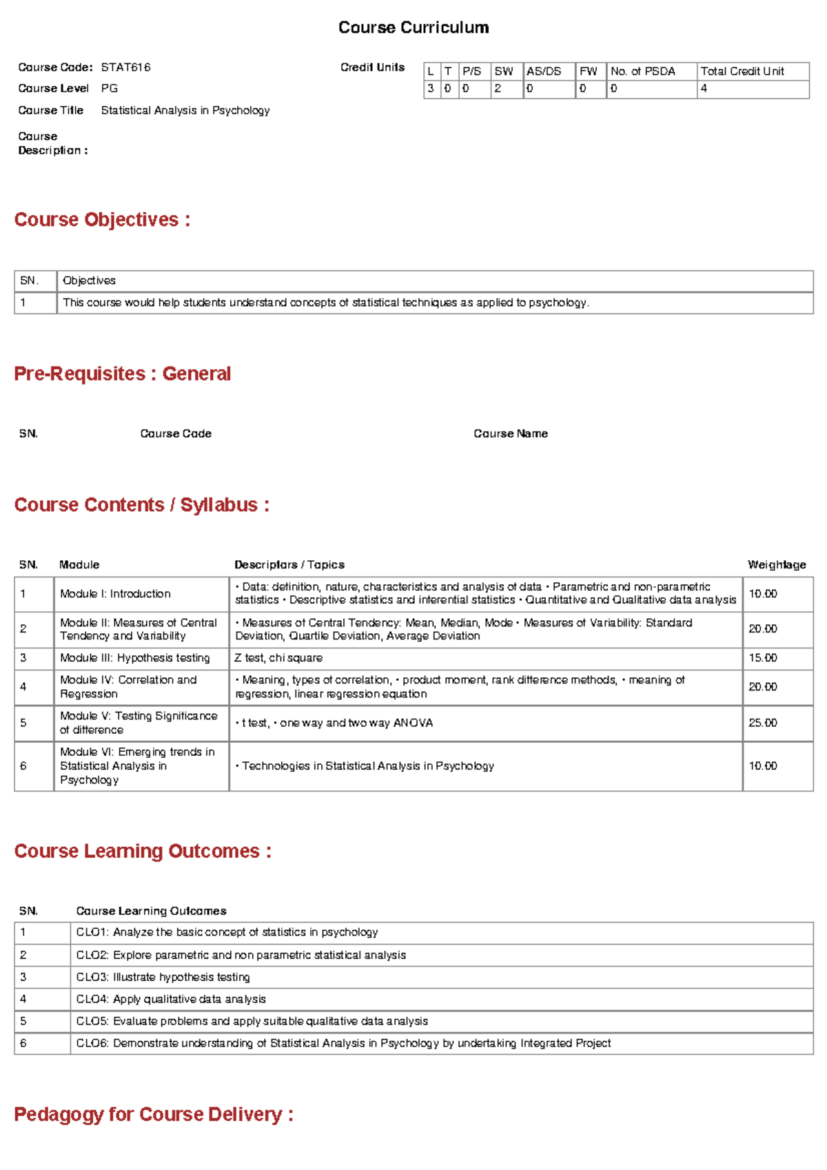 Statistical Analysis in Psychology - STAT616 Course Notes - Studocu