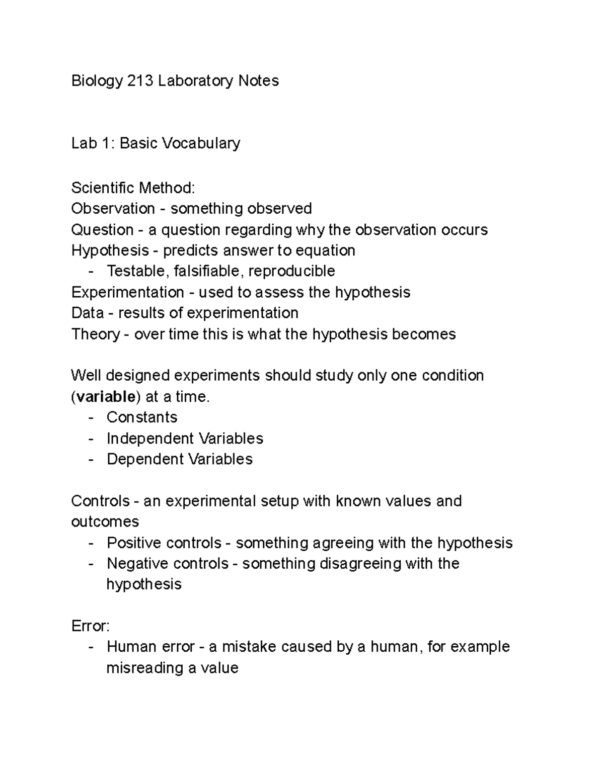 Biology 213 Lab Notes: Key Concepts and Experiments Overview - Studocu