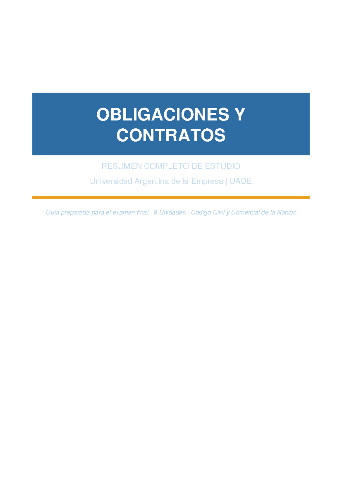 Resumen Completo de Obligaciones y Contratos - Examen Final UADE - Document Preview