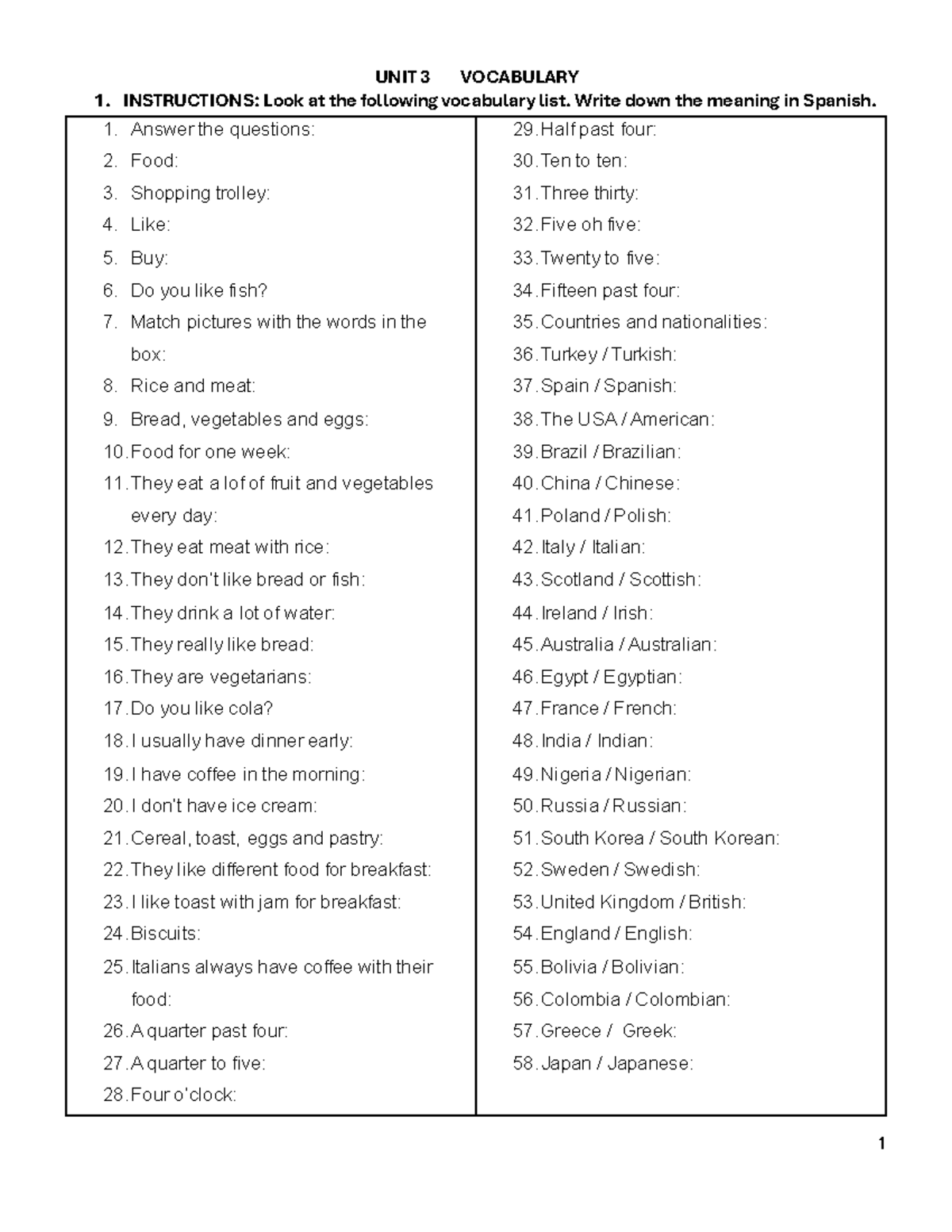UNIT 3 FOOD & DRINK REVISION NOTES - Vocabulary and Grammar Guide - Studocu