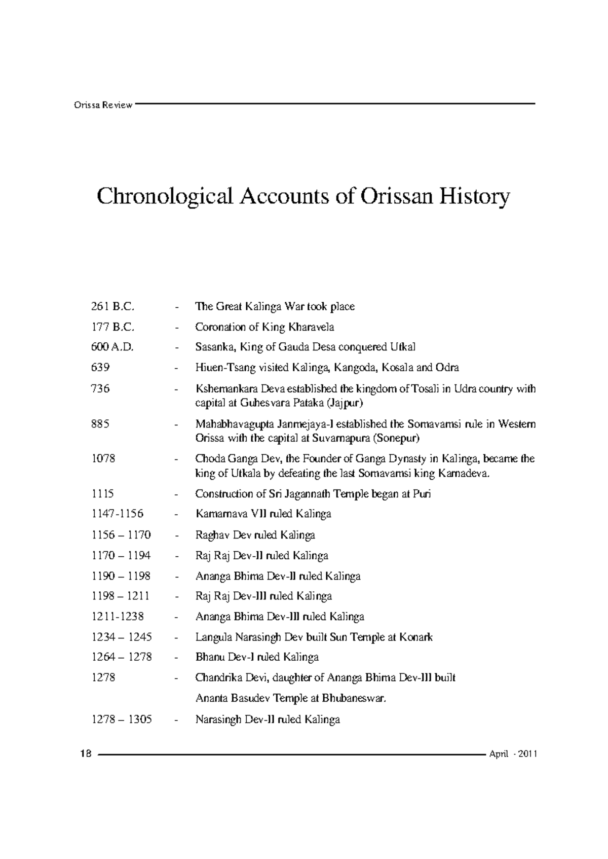Chronological Overview of Ancient Odisha Dynasties and Events - Studocu