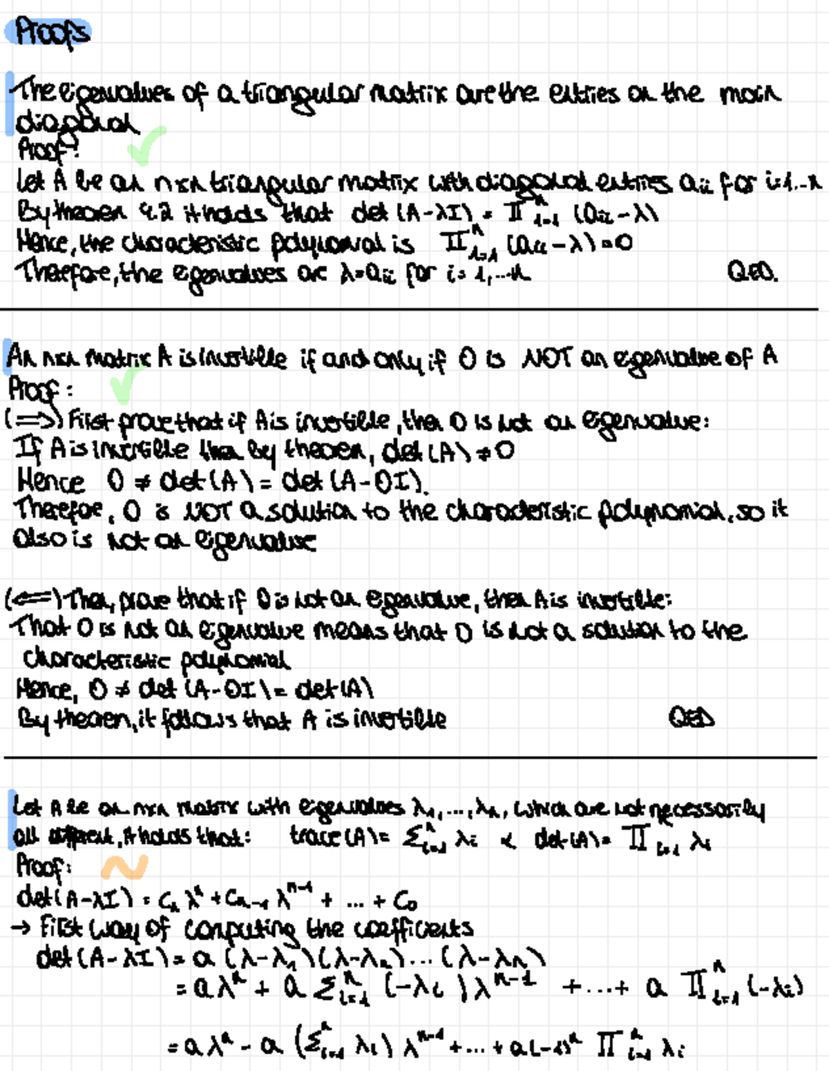 Proofs on Eigenvalues of Triangular Matrices and Related Theorems (MATH ...