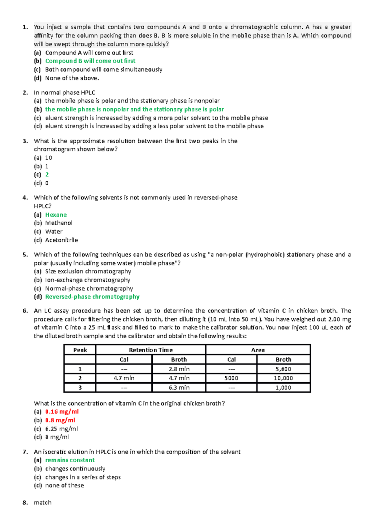Quiz on HPLC in details - 1. You inject a sample that contains two ...