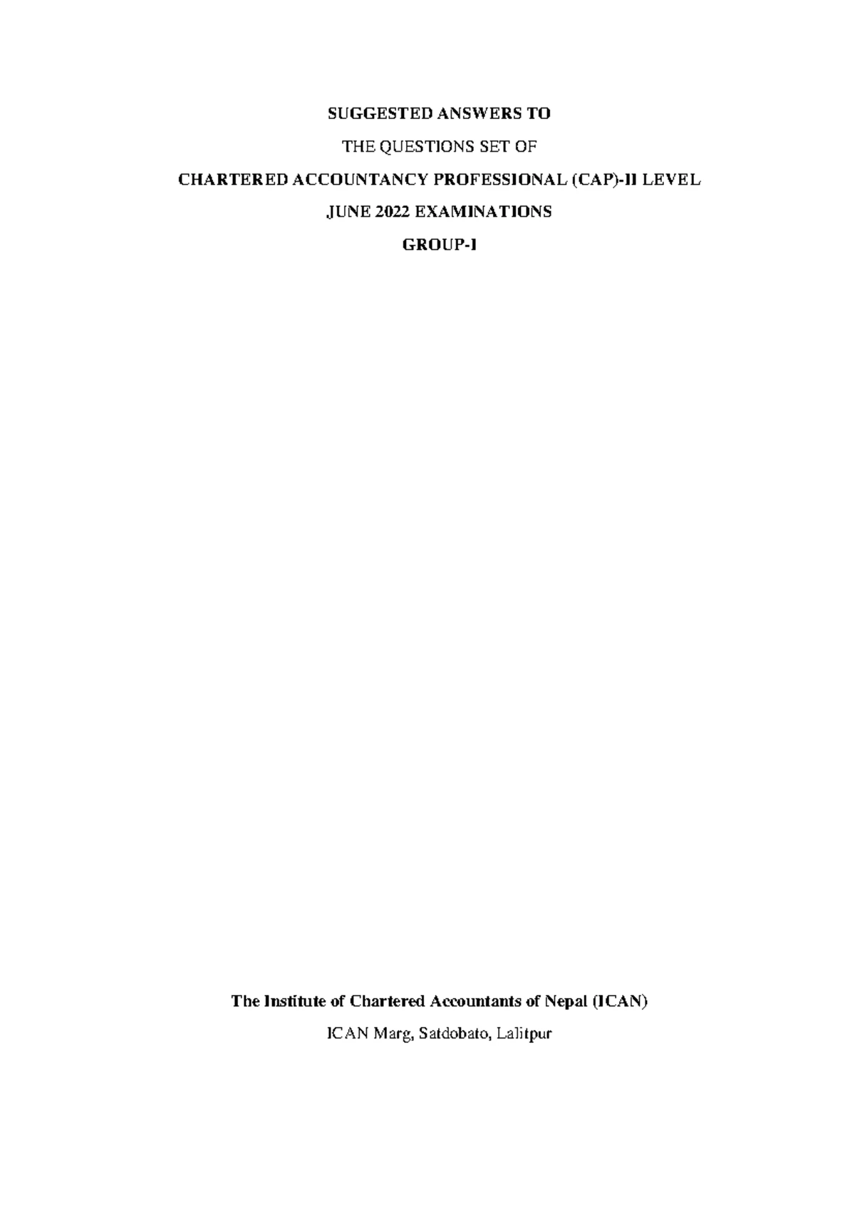 Suggested Answers for CAP I December 2022 Exam - Chartered Accountancy ...