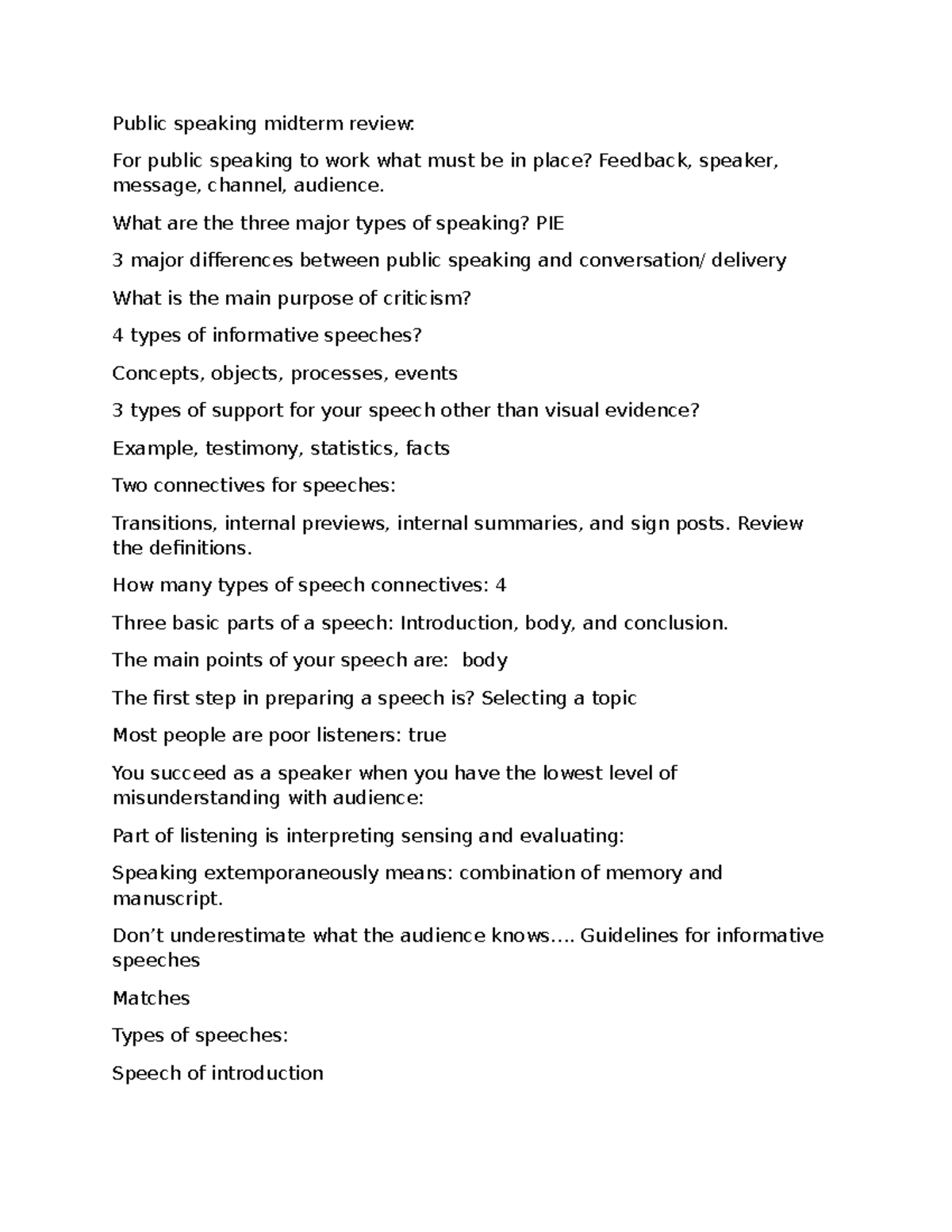 Public Speaking (PS 101) Midterm Review: Key Concepts & Guidelines ...