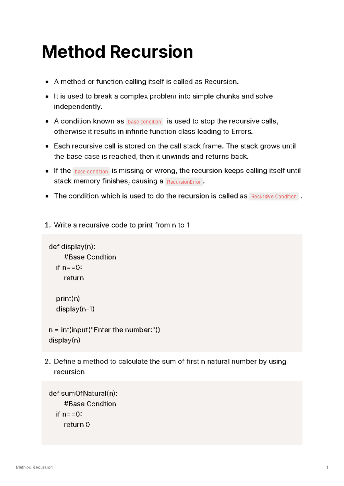 Method Recursion: Understanding Recursive Functions and Their ...