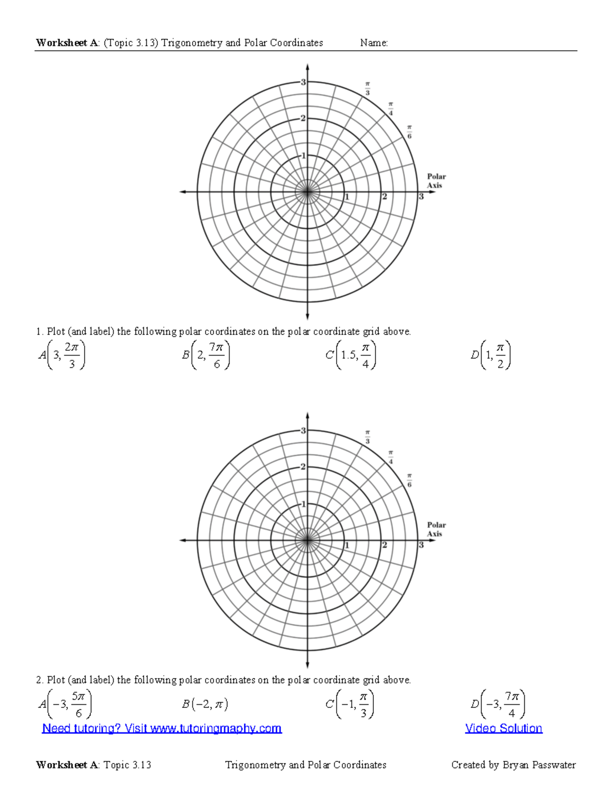 Worksheet A: Topic 3.13 - Trigonometry & Polar Coordinates - Studocu