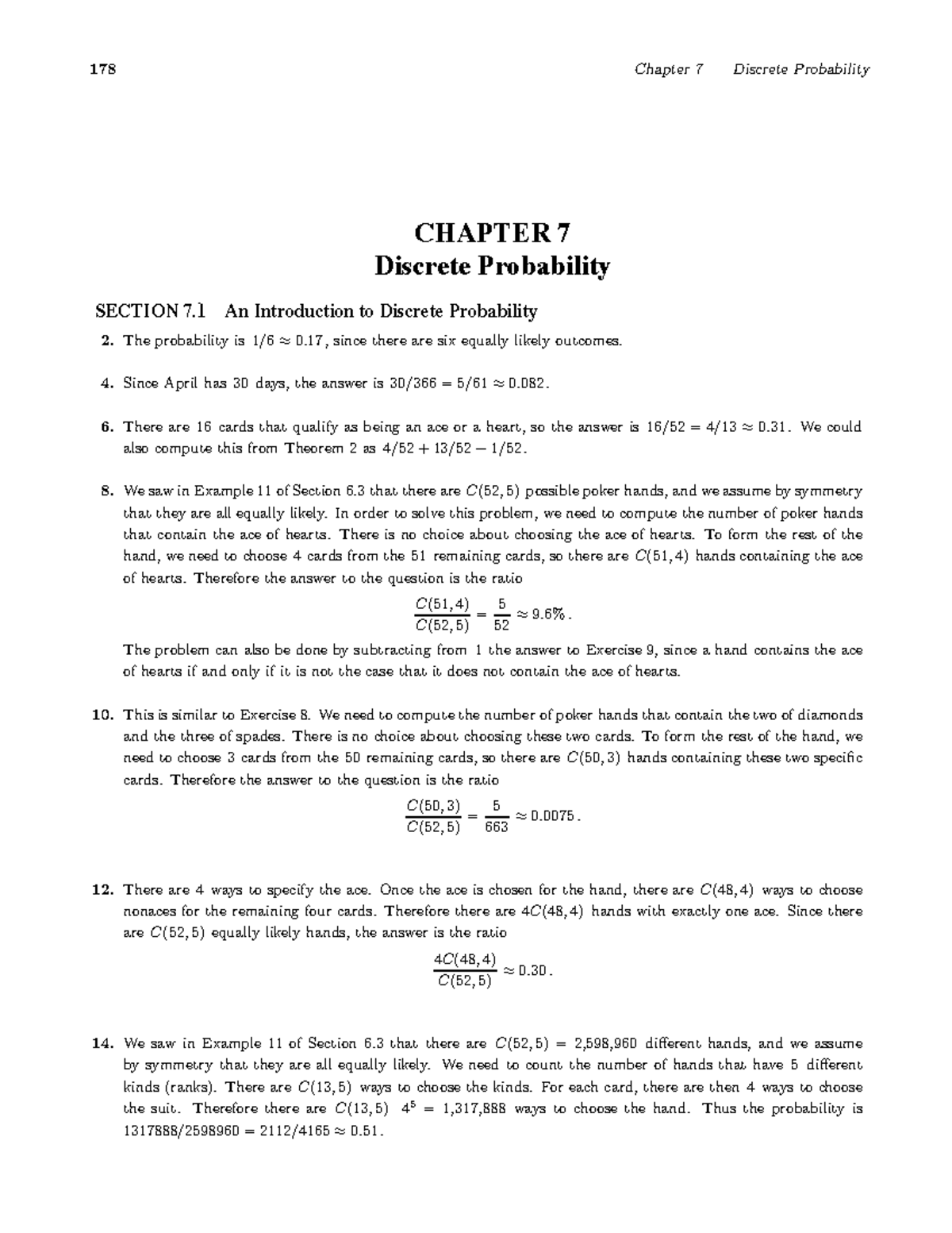 Rosen IRG Chap07 - Discrete Probability Even-Numbered Solutions - Studocu
