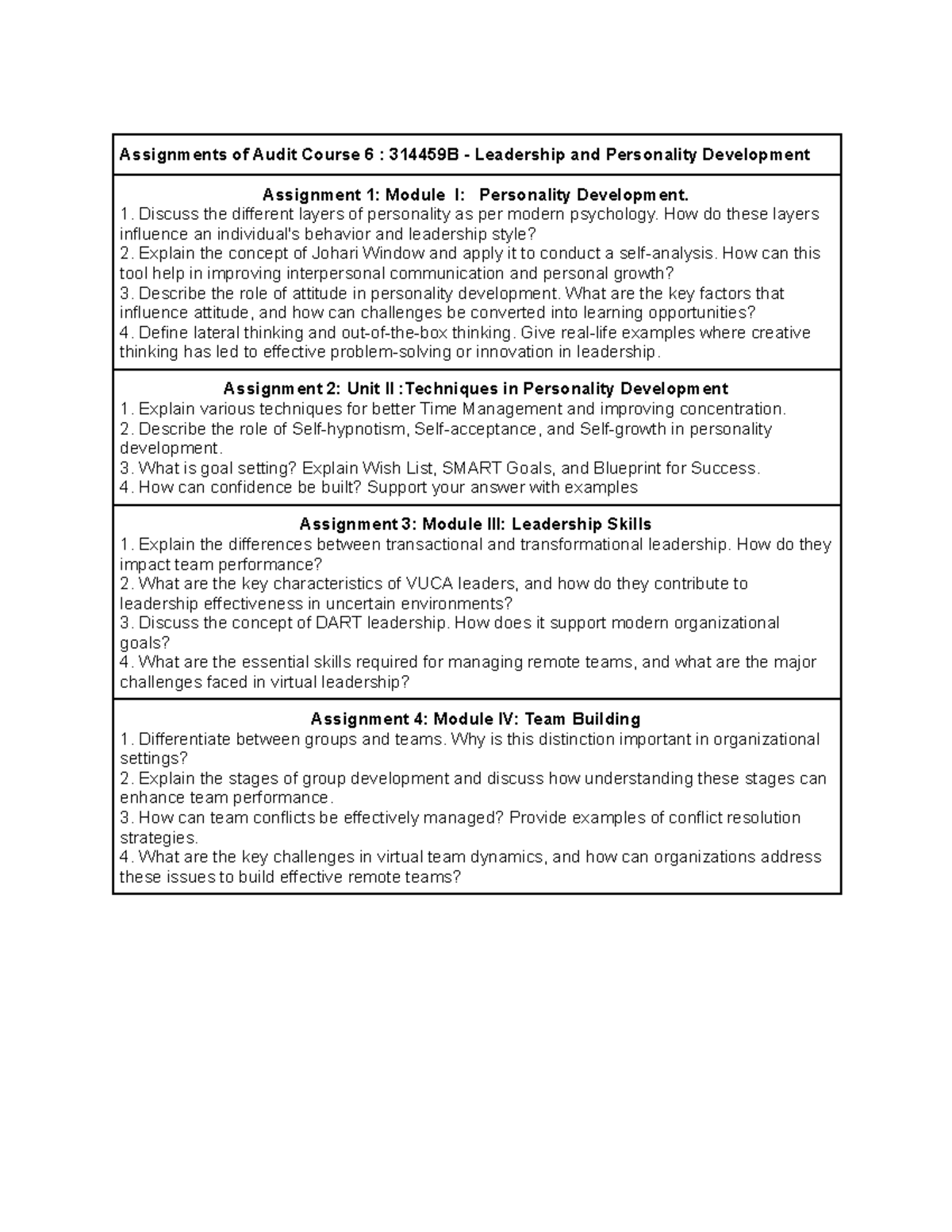 314459B - Leadership & Personality Development Assignments Overview ...