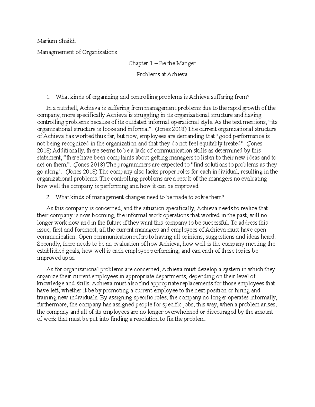 Be the Manager Case Study Analysis: Chapter 1 Insights - Studocu