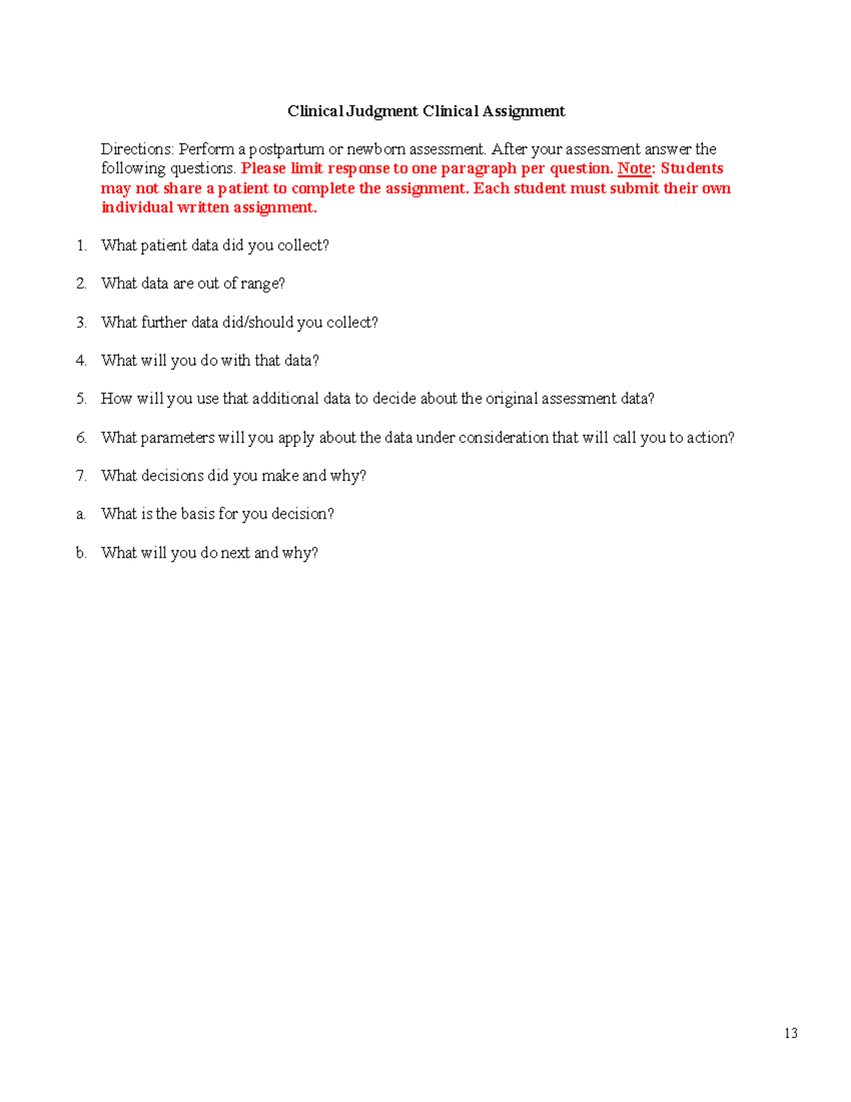 CJA - Clinical judgement model - Clinical Judgment Clinical Assignment ...