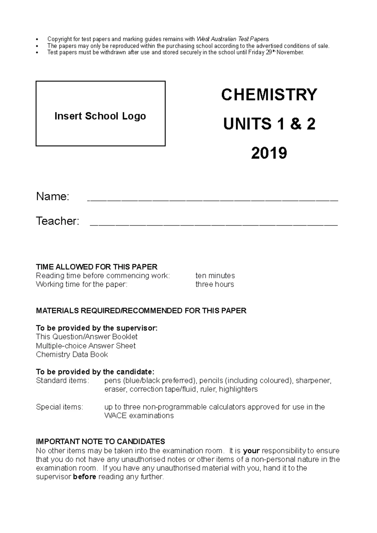 U3 AOS1 Chemistry SAC 1 2024 - Comprehensive Exam Guide - Studocu