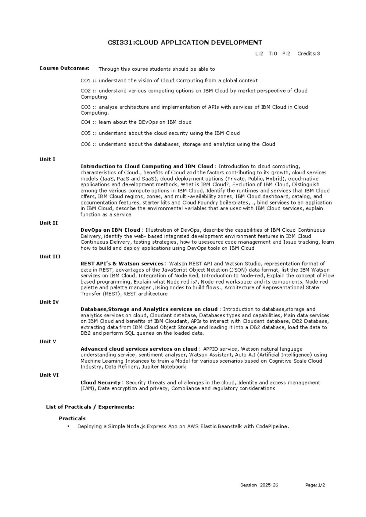 CSI331: Cloud Application Development - Course Outcomes & Syllabus ...