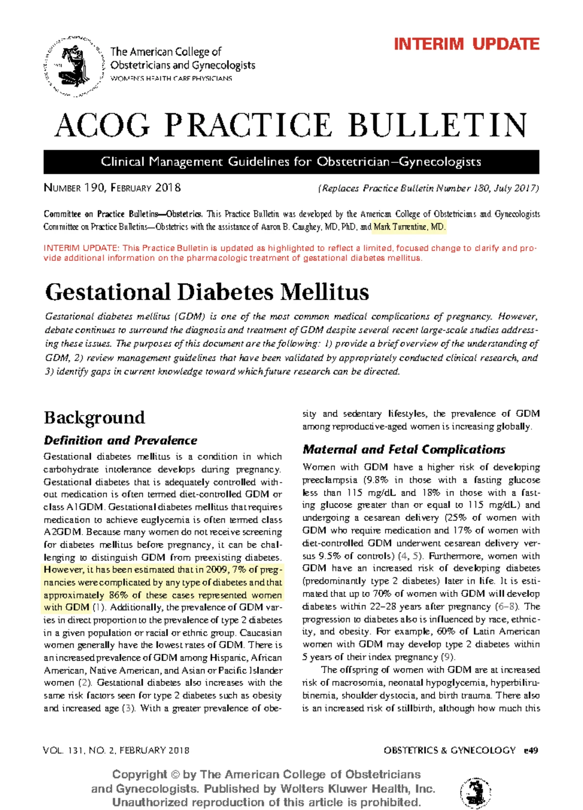 ACOG Practice Bulletin No. 229: Updated Guidelines on Antepartum Fetal ...