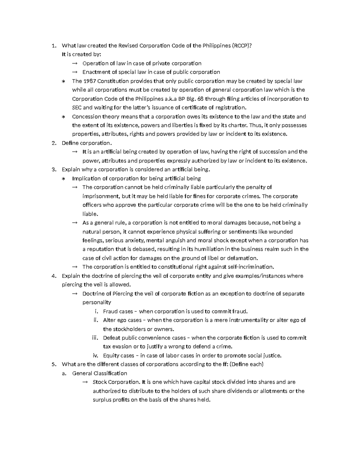 RCCP General Provisions - What law created the Revised Corporation Code ...