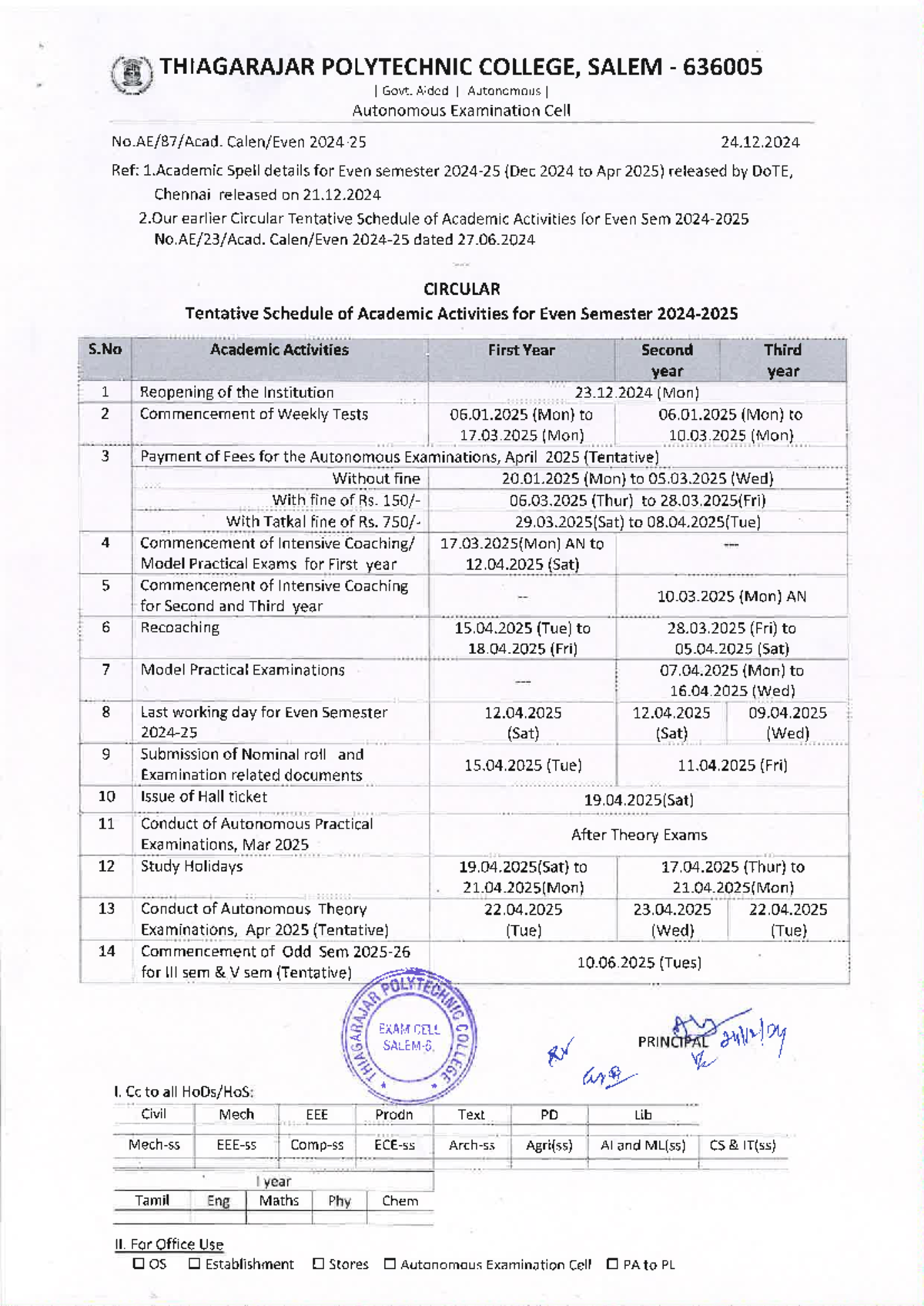 Tentative Schedule of Academic Activities for Even Sem 2024-25 - Studocu