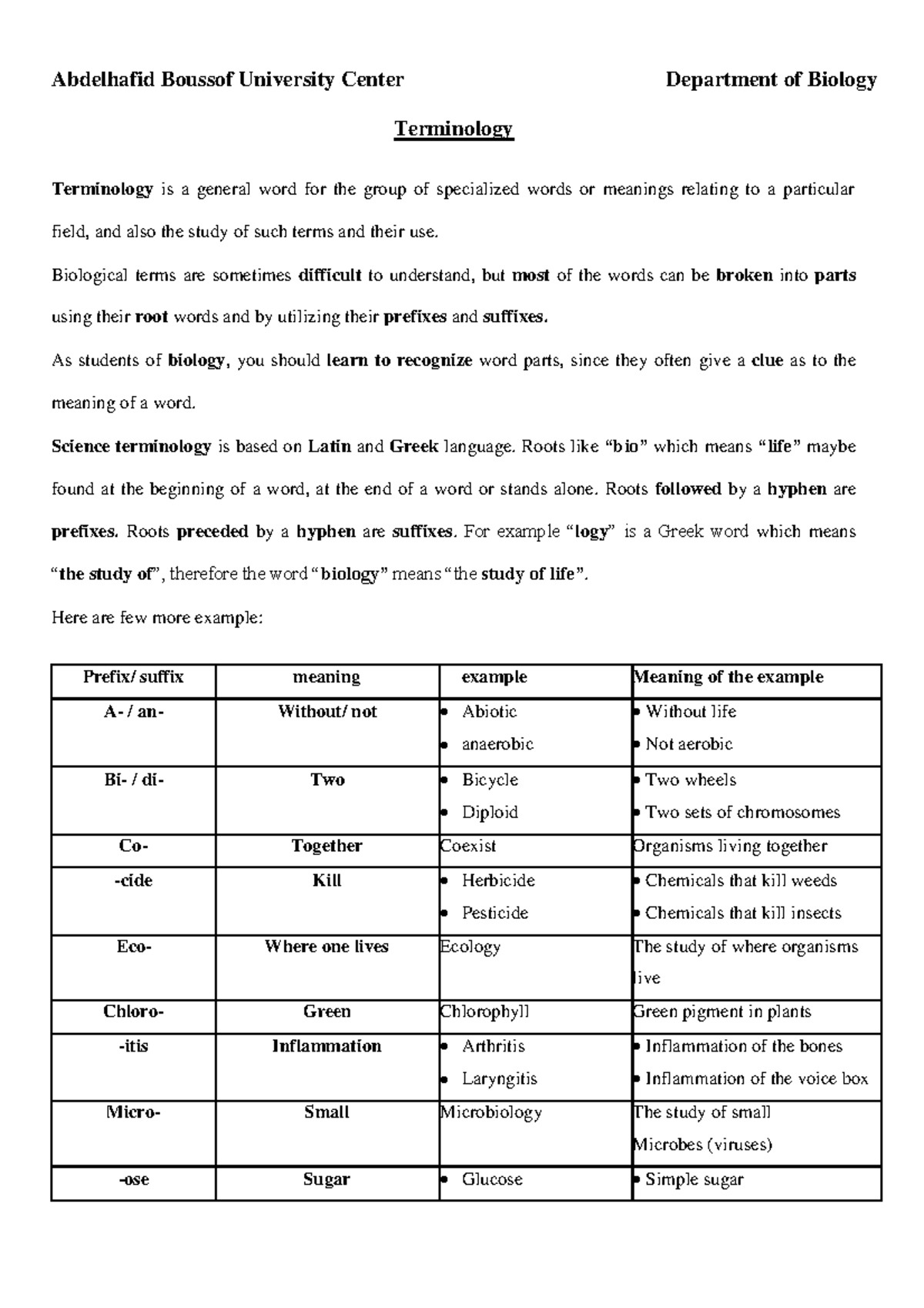 Terminology - english scientifique - Abdelhafid Boussof University ...
