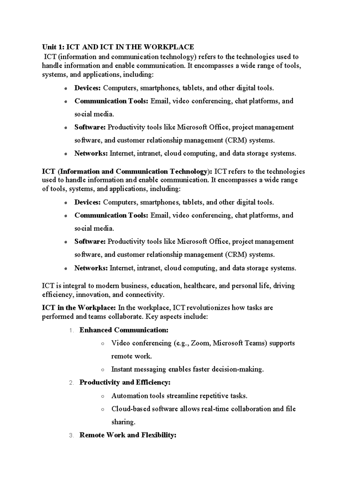 TIẾNG ANH Chuyên Ngành 1: ICT in the Workplace and Education Summary ...