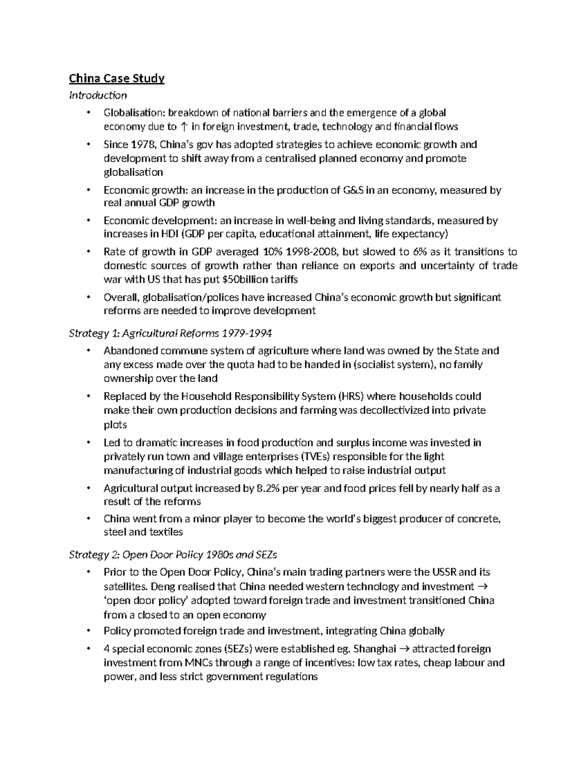China Case Study: Economic Growth and Globalisation Strategies Analysis ...