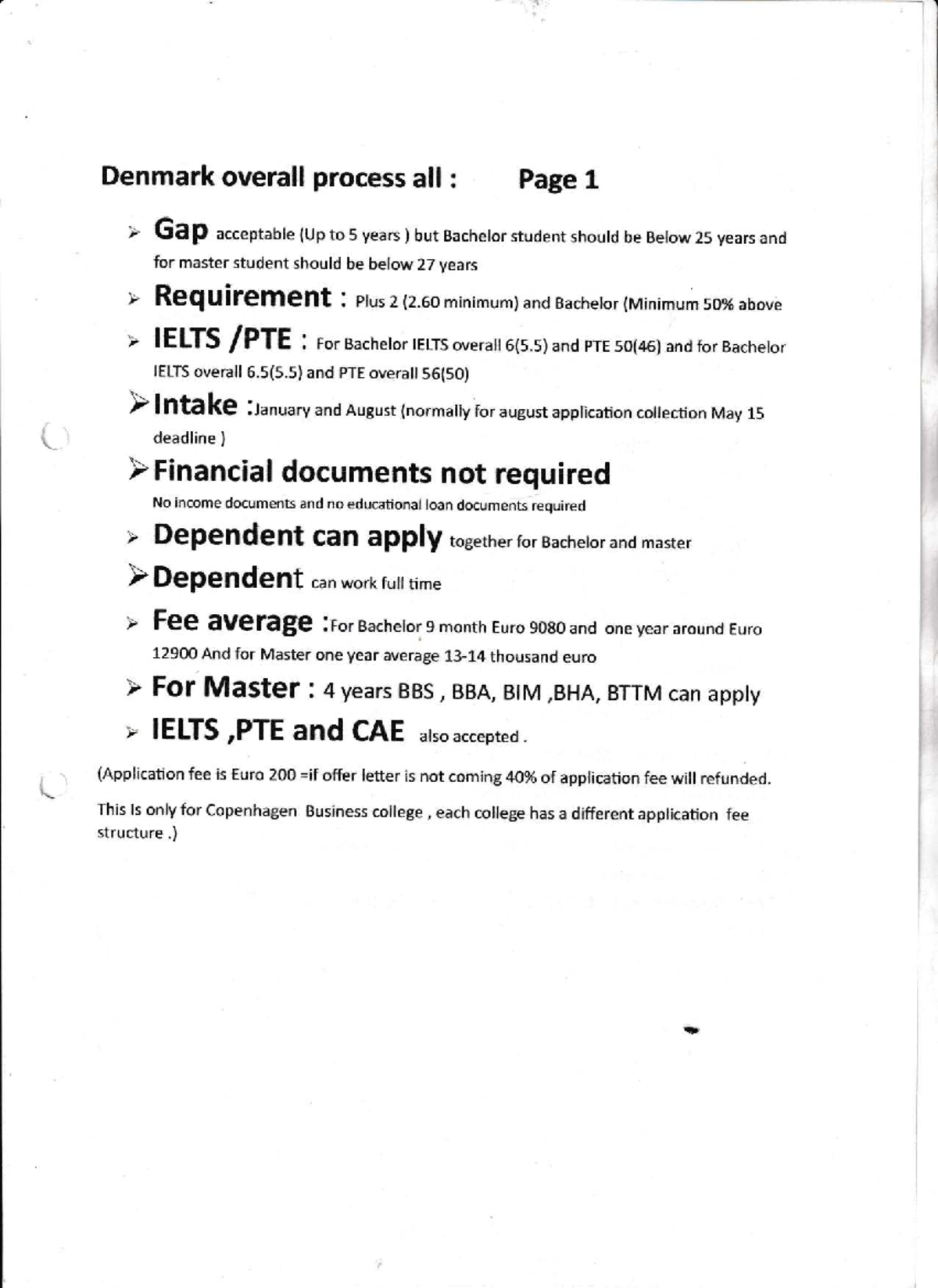 Denmark Master Application Process: IELTS, PTE, and Fees - Studocu