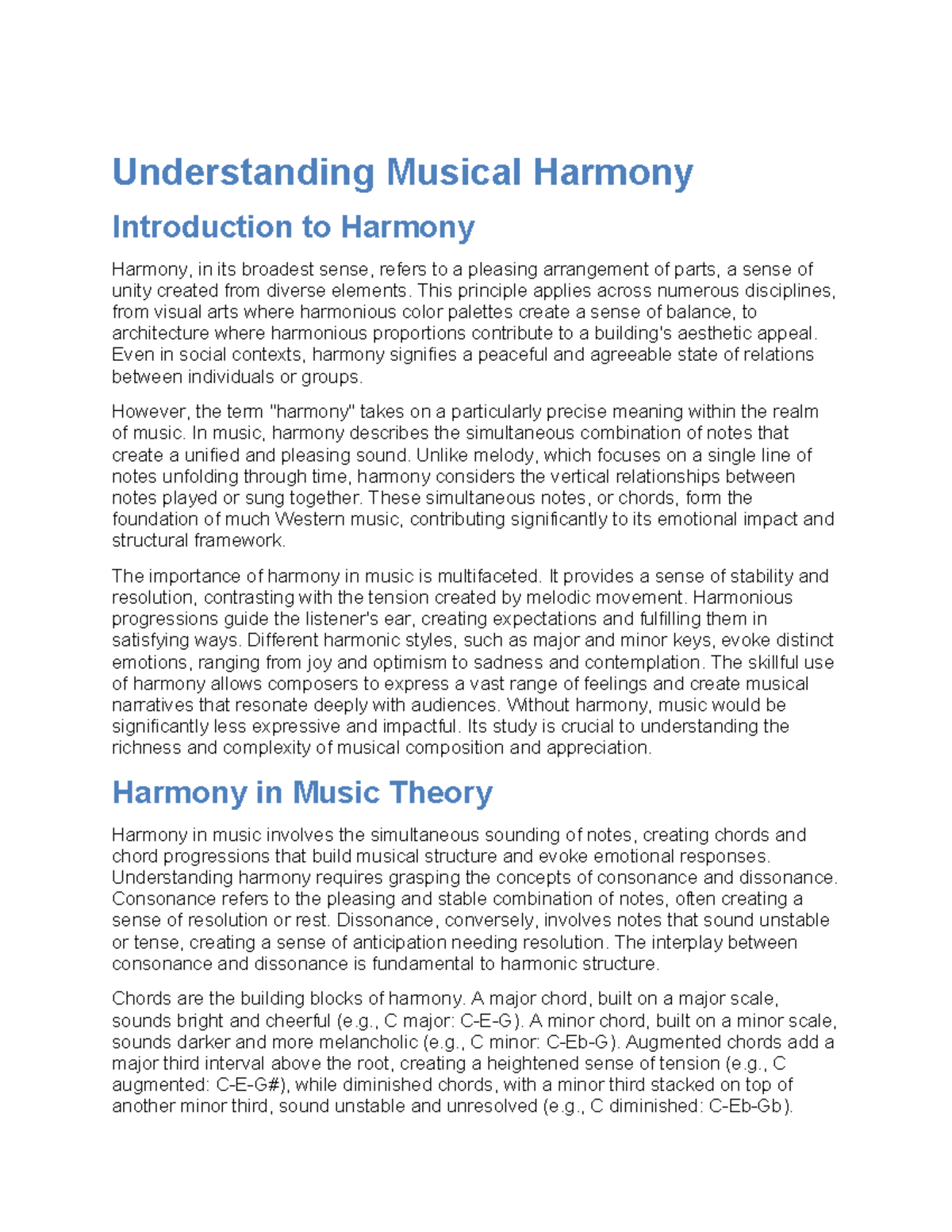 Understanding Musical Harmony: A Comprehensive Guide to Music Theory ...