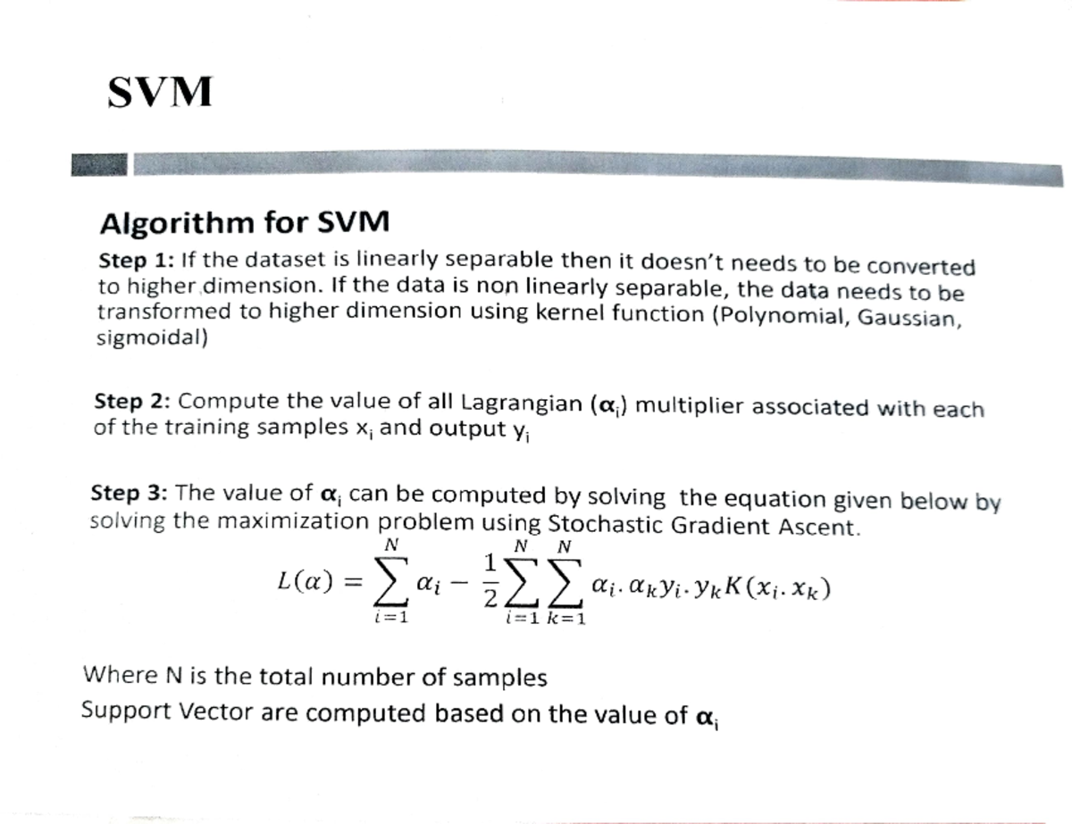 SVM - Support vector machine algorithm - SVM Algorithm for SVM Step 1 ...