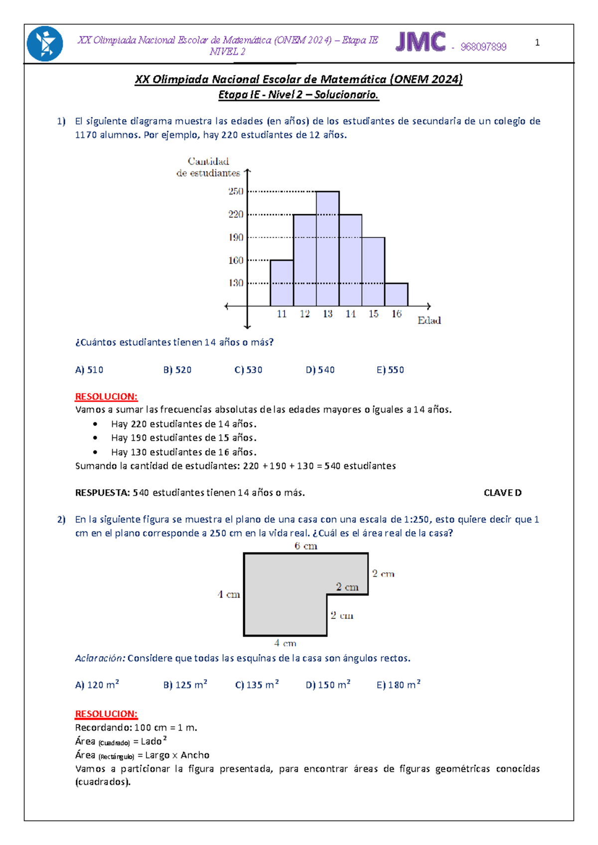 Solucionario ONEM 2024 N2 - Etapa IE: Ejercicios y Respuestas - Document Preview