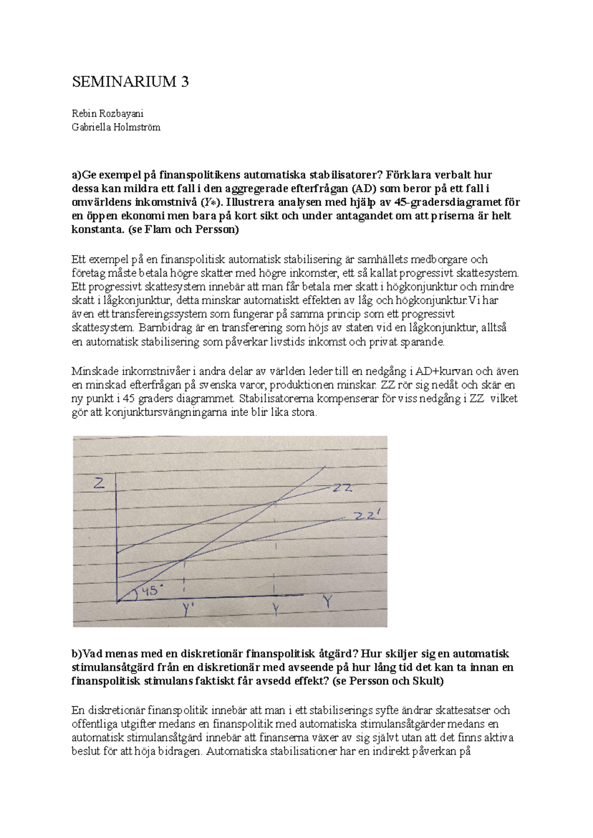 Seminarium 3: Finanspolitikens Automatiska Stabilisatorer och Regler ...