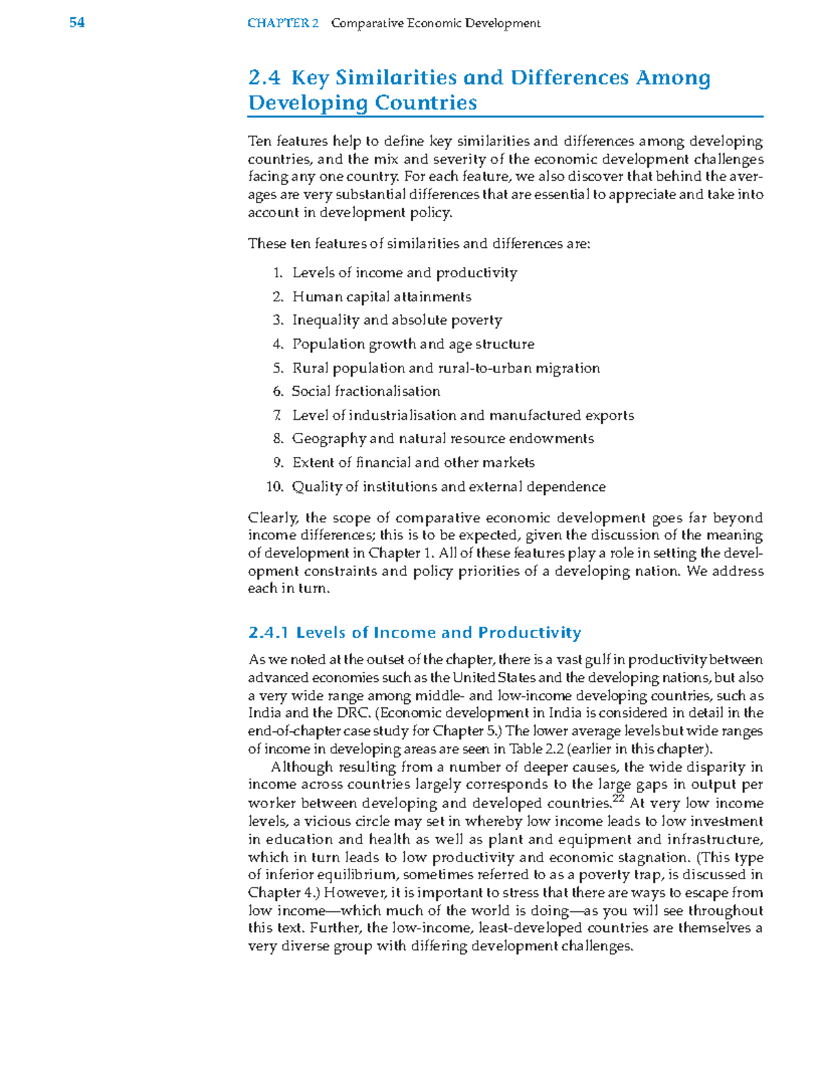 Economic Development (ECO 250) - Chapter 2: Comparative Economic ...