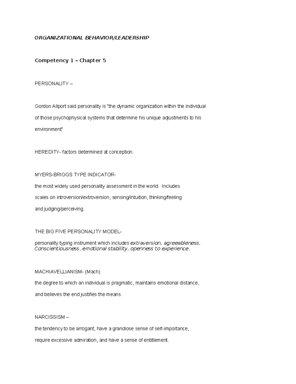 C715 Organizational Behavior: Competency 1 Overview and Key Concepts ...