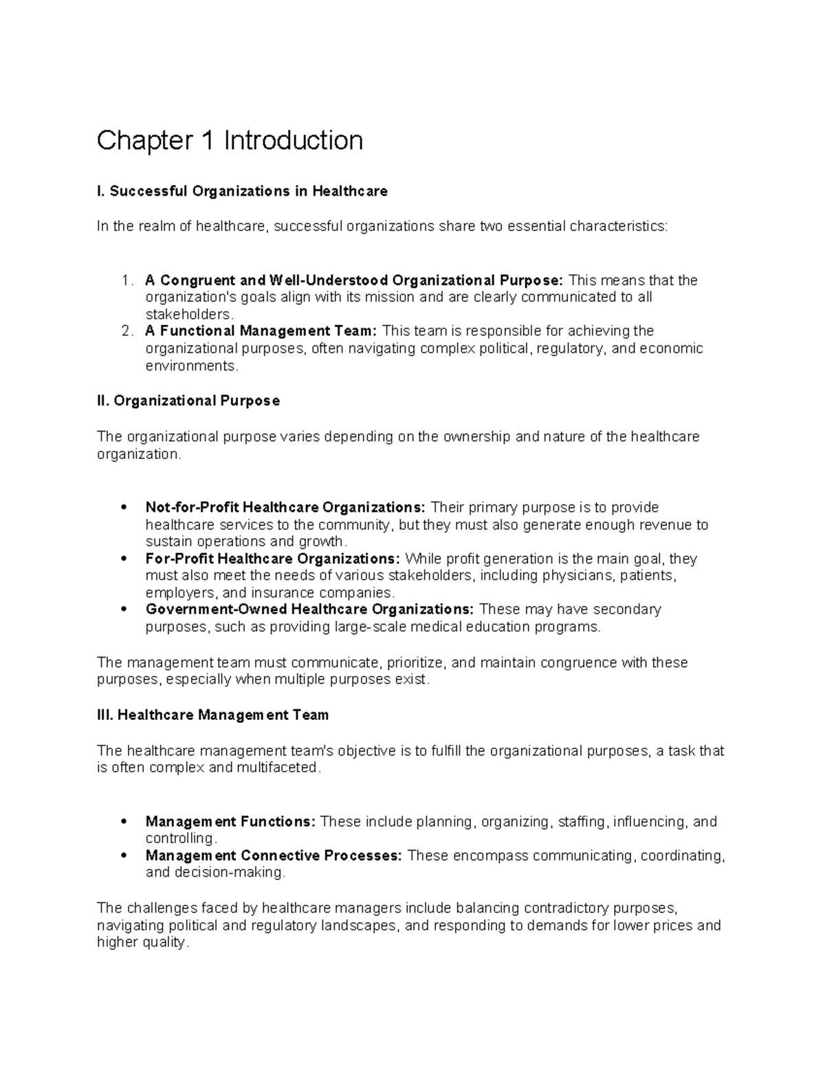 Healthcare Financial Management Chapter 1& 2 Notes - Chapter 1 ...