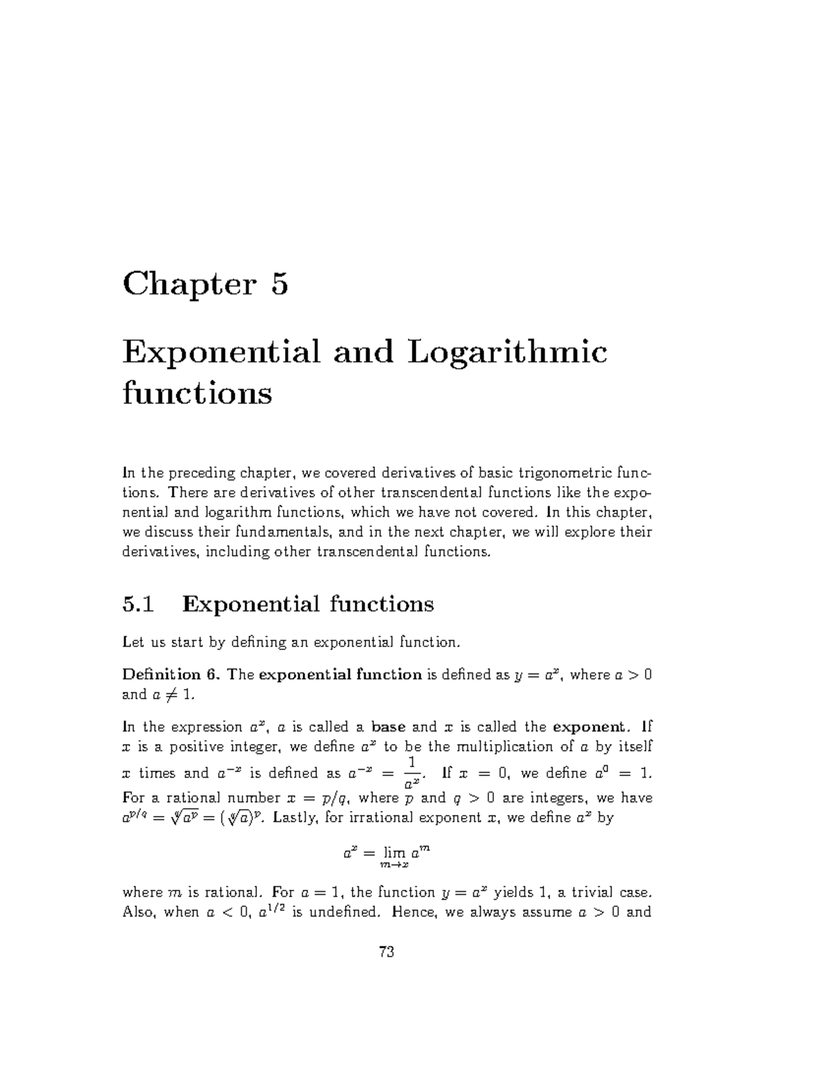 Chapter 5: Exponential and Logarithmic Functions - Lecture Notes - Studocu