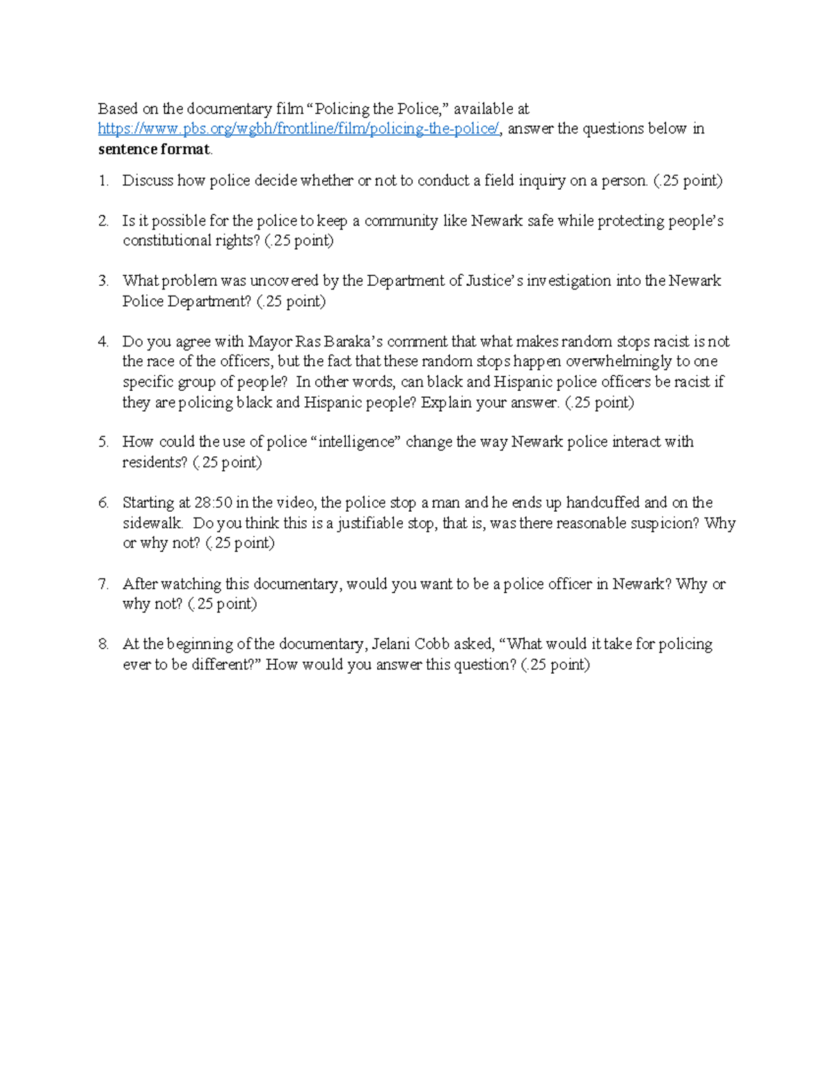 Policing the Police: Discussion Questions & Analysis Guide - Studocu