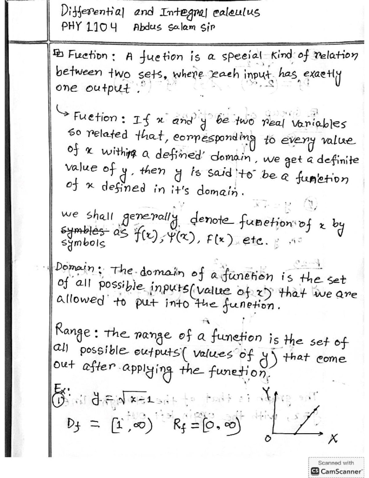 Differential Calculus Notes for PHY 1104 by Abdus Salam Sir - Studocu