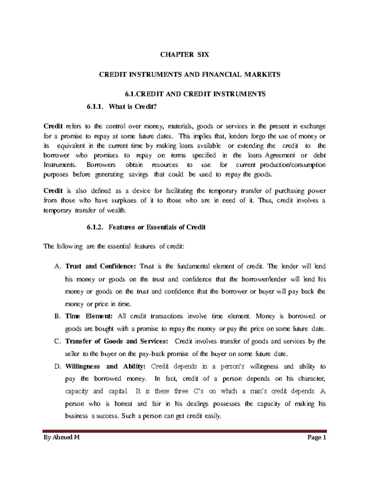 CH 6: Credit Instruments and Financial Markets - Lecture Notes ...