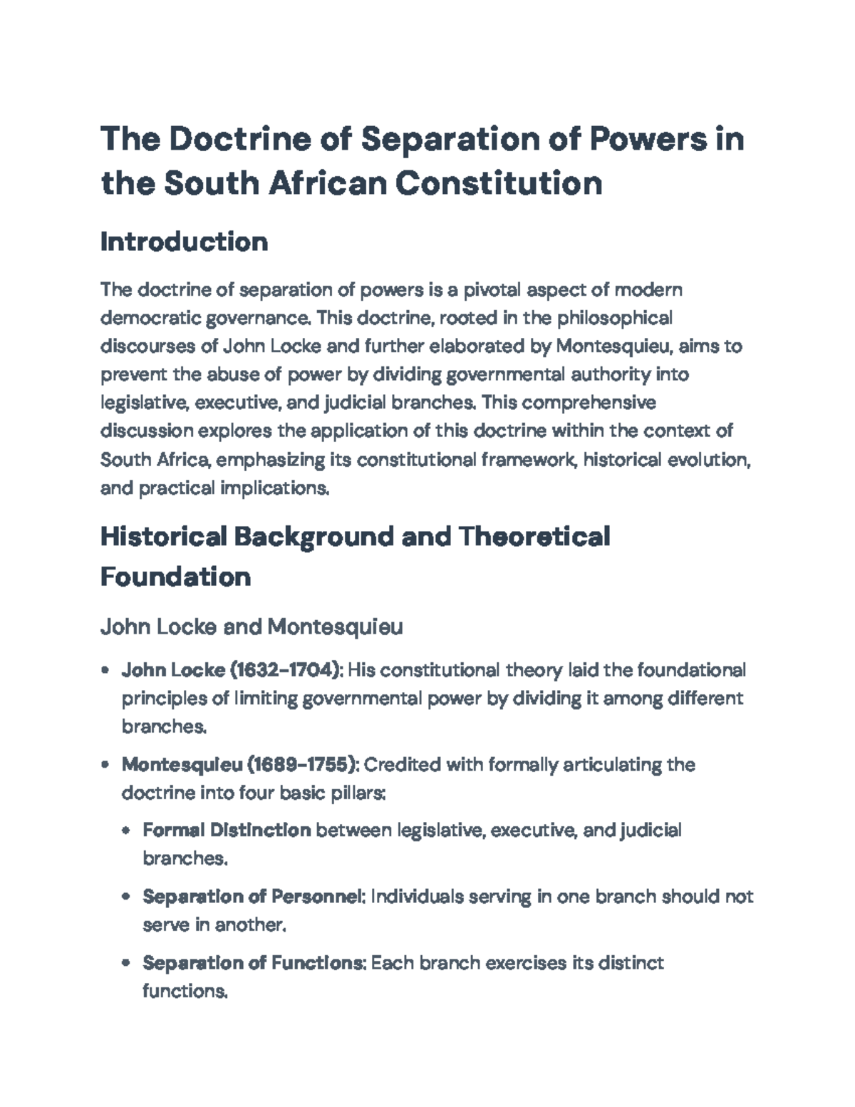 The Doctrine of Separation of Powers in South Africa's Constitution ...