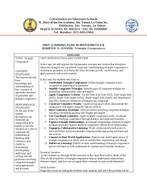 Mathematics 10: Unit learning plan on statistics and probability ...