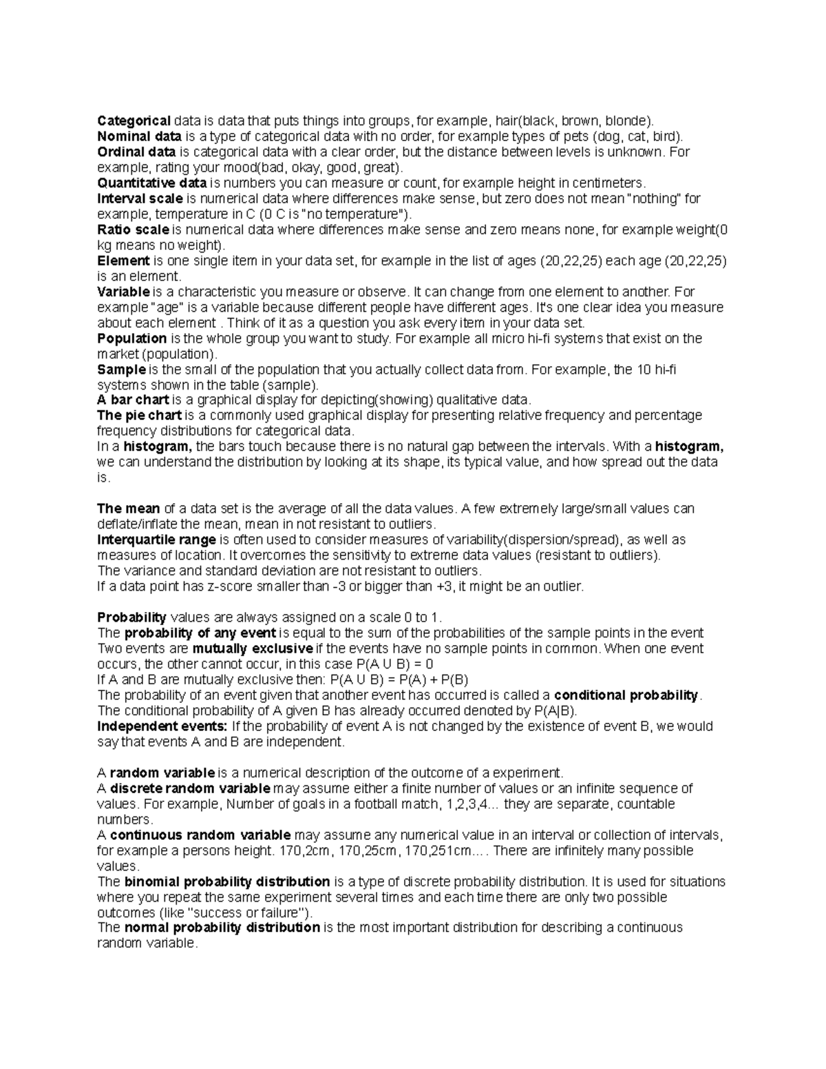 Statistical Concepts and Data Types - STAT101 Lecture Notes - Studocu
