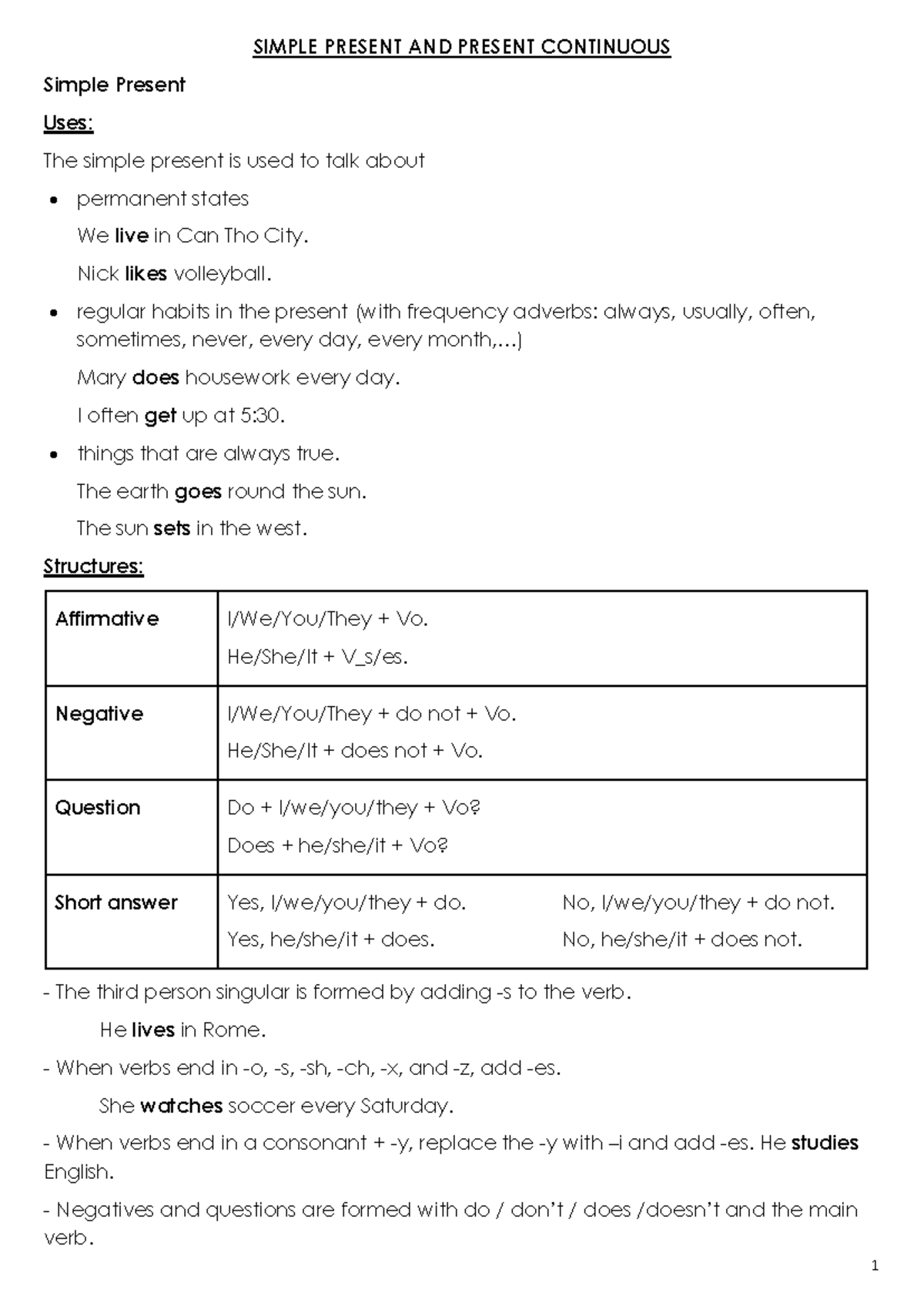 1.1 - Simple Present & Present Continuous: Verb Patterns Explained ...