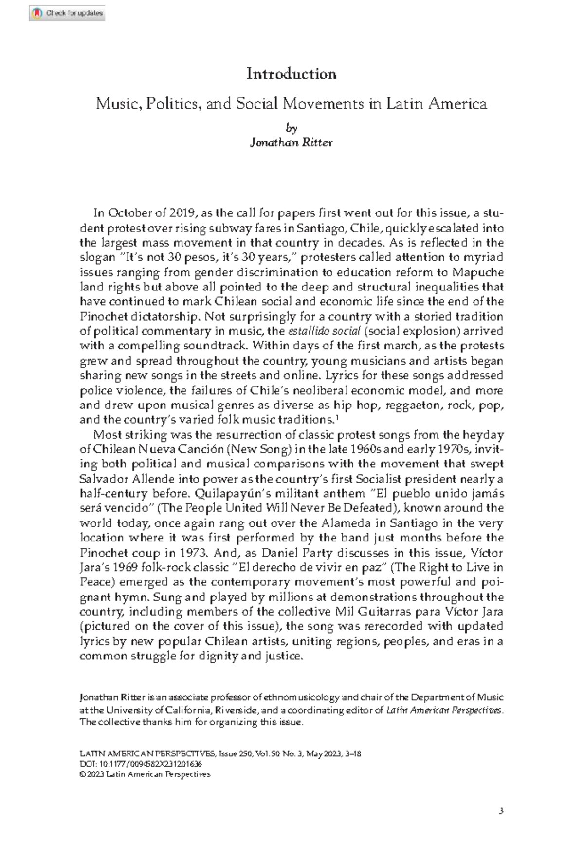 Music and Politics in Latin America: A Study of Social Movements (LAP ...