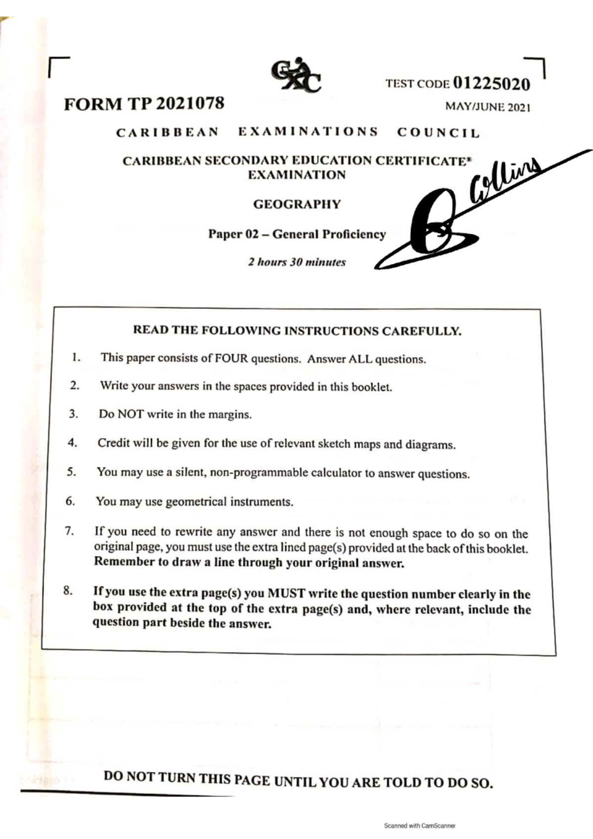 2021 CSEC Geography Paper 02 Exam - Test Code 01225020 - Studocu