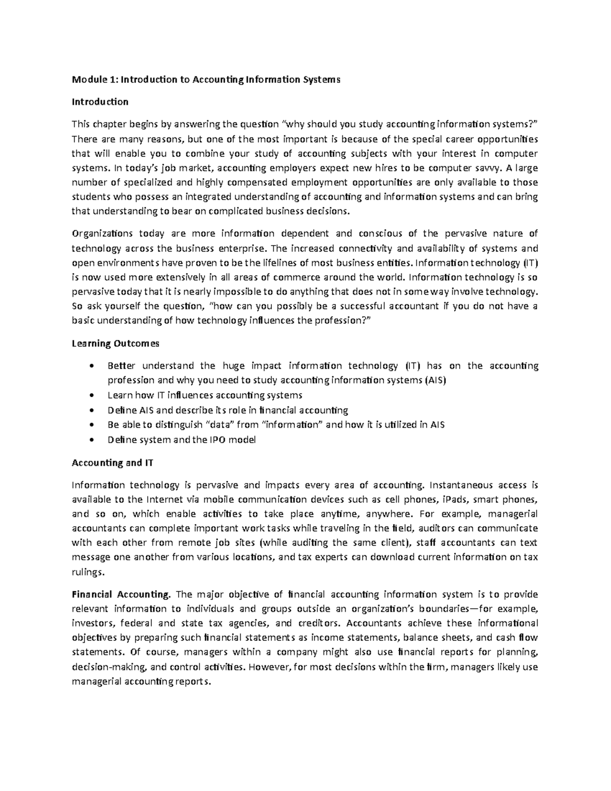 Module 1: Intro to Accounting Info Systems (IAS) - Key Concepts - Studocu