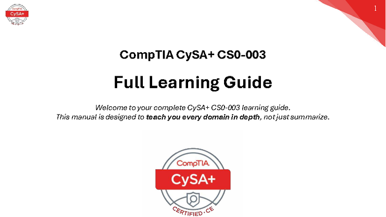 CompTIA CySA+ Full Learning Guide: Mastering Cybersecurity Concepts ...